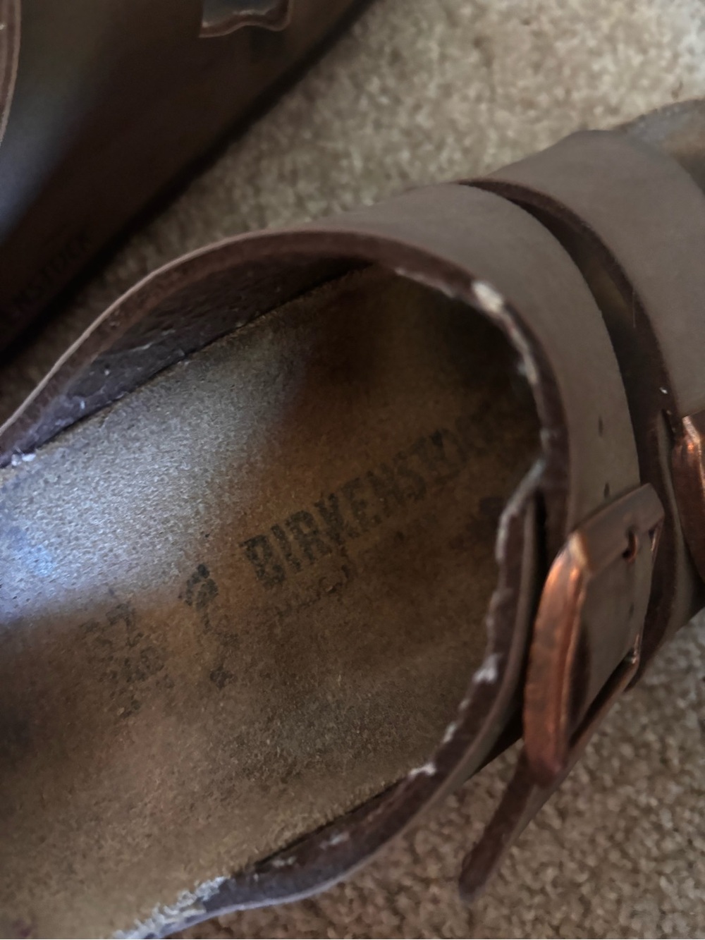 Birkenstock Brown Double-Strap Sandals with Copper Buckles - Picture 3 of 6